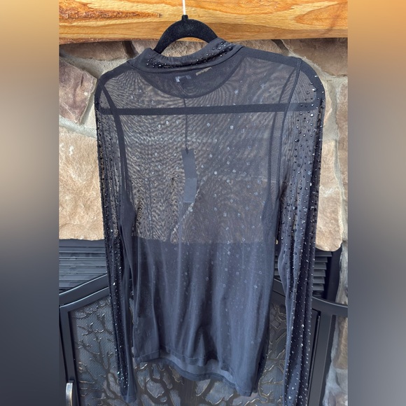 Black Sheer Rhinestone Top - Picture 5 of 6